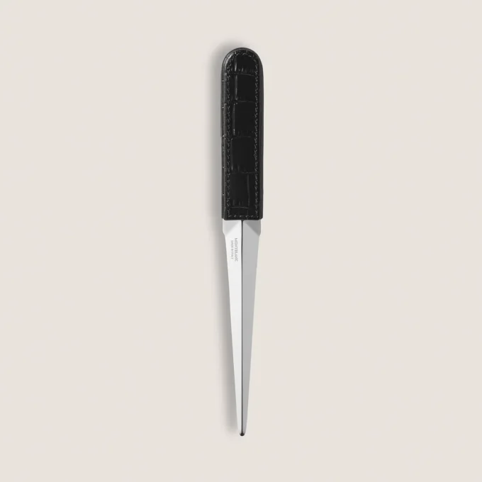 Abrecartas, cuero con relieve de cocodrilo, negro Abrecartas, cuero con relieve de cocodrilo, negro