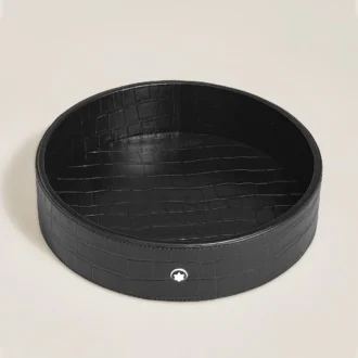 Bandeja de escritorio grande, piel con relieve de cocodrilo, negra