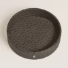 Bandeja de escritorio grande redonda en piel con relieve de avestruz Bandeja de escritorio grande redonda en piel con relieve de avestruz
