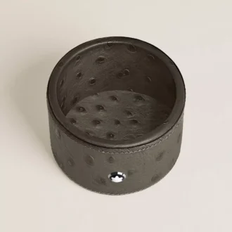 Bandeja de escritorio mediana, piel con relieve de avestruz, caqui