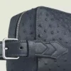 Bolso de mano para artículos de aseo en piel con relieve de avestruz Bolso de mano para artículos de aseo en piel con relieve de avestruz