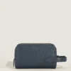 Bolso de mano para artículos de aseo en piel con relieve de avestruz Bolso de mano para artículos de aseo en piel con relieve de avestruz