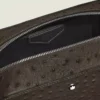 Bolso de mano para artículos de aseo en piel con relieve de avestruz Bolso de mano para artículos de aseo en piel con relieve de avestruz