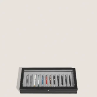 Caja de coleccionista para 12 instrumentos de escritura en madera lacada