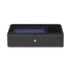 Caja de escritorio de cuero para tres instrumentos de escritura y un tintero
