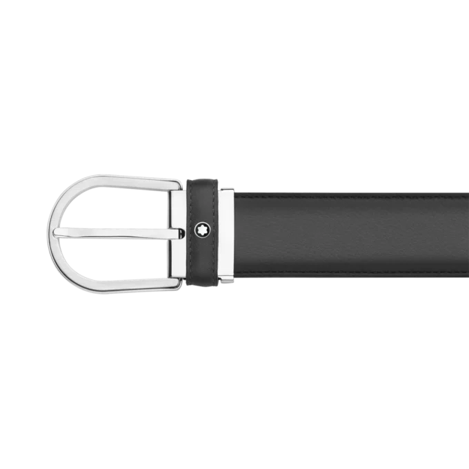 Cinturón de cuero gris de 35 mm con hebilla en forma de herradura Cinturón de cuero gris de 35 mm con hebilla en forma de herradura