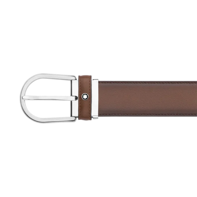 Cinturón de cuero marrón de 35 mm con hebilla en forma de herradura Cinturón de cuero marrón de 35 mm con hebilla en forma de herradura