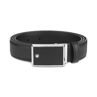 Cinturón de cuero negro de 30 mm
