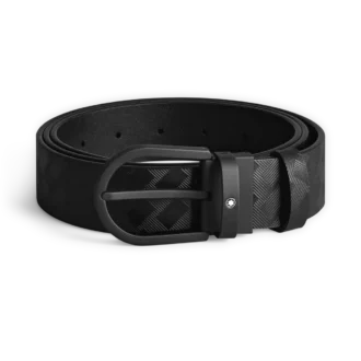 Cinturón de cuero negro de 35 mm con hebilla en forma de herradura