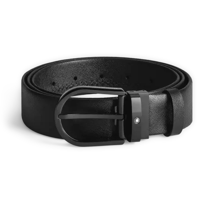 Cinturón de cuero negro de 35 mm con hebilla en forma de herradura Cinturón de cuero negro de 35 mm con hebilla en forma de herradura