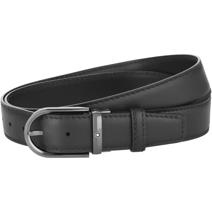 Cinturón de cuero negro de 35 mm con hebilla en forma de herradura Cinturón de cuero negro de 35 mm con hebilla en forma de herradura