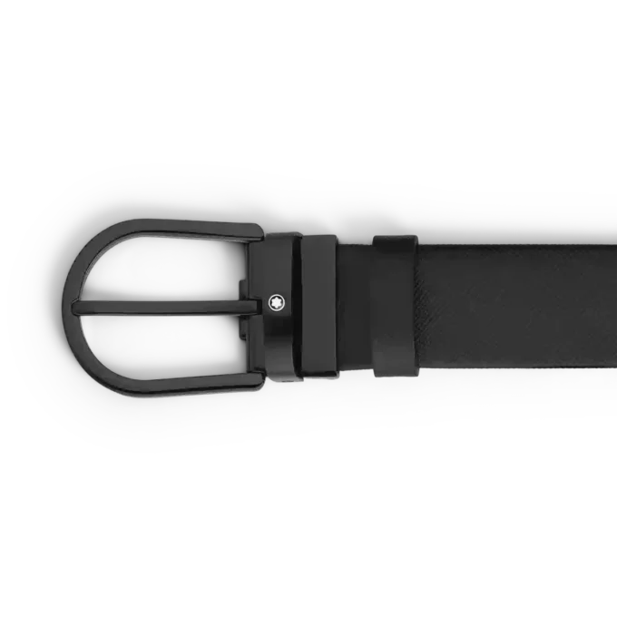 Cinturón de cuero negro de 35 mm con hebilla en forma de herradura Cinturón de cuero negro de 35 mm con hebilla en forma de herradura