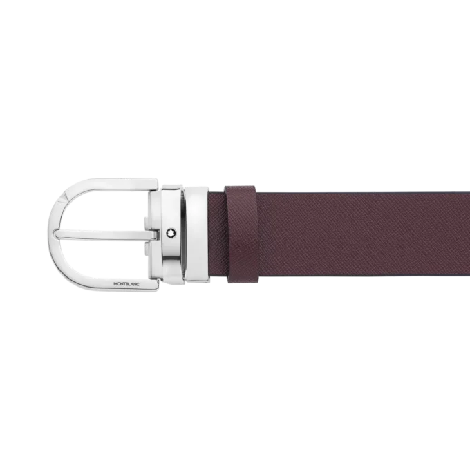 Cinturón de cuero reversible con hebilla Horseshoe estampada en negro/mosto de 35 mm Cinturón de cuero reversible con hebilla Horseshoe estampada en negro/mosto de 35 mm
