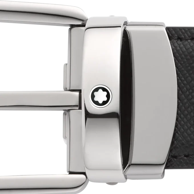 Cinturón de cuero reversible negro/azul de 30 mm con hebilla en forma de herradura Cinturón de cuero reversible negro/azul de 30 mm con hebilla en forma de herradura