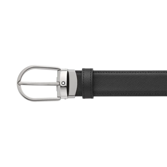 Cinturón de cuero reversible negro/azul de 30 mm con hebilla en forma de herradura Cinturón de cuero reversible negro/azul de 30 mm con hebilla en forma de herradura