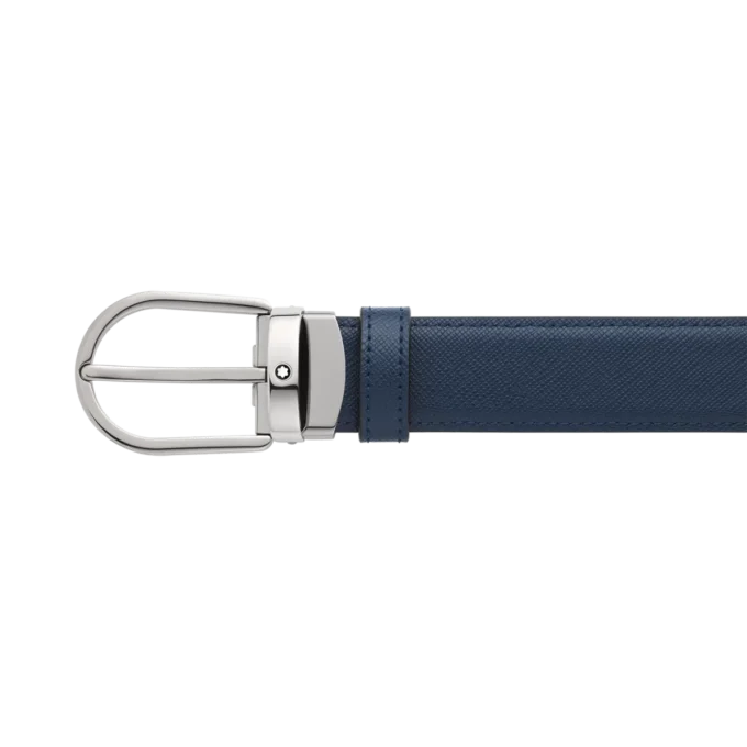 Cinturón de cuero reversible negro/azul de 30 mm con hebilla en forma de herradura Cinturón de cuero reversible negro/azul de 30 mm con hebilla en forma de herradura