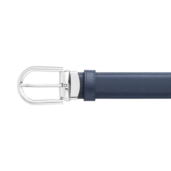 Cinturón de cuero reversible negro/azul de 30 mm con hebilla en forma de herradura Cinturón de cuero reversible negro/azul de 30 mm con hebilla en forma de herradura