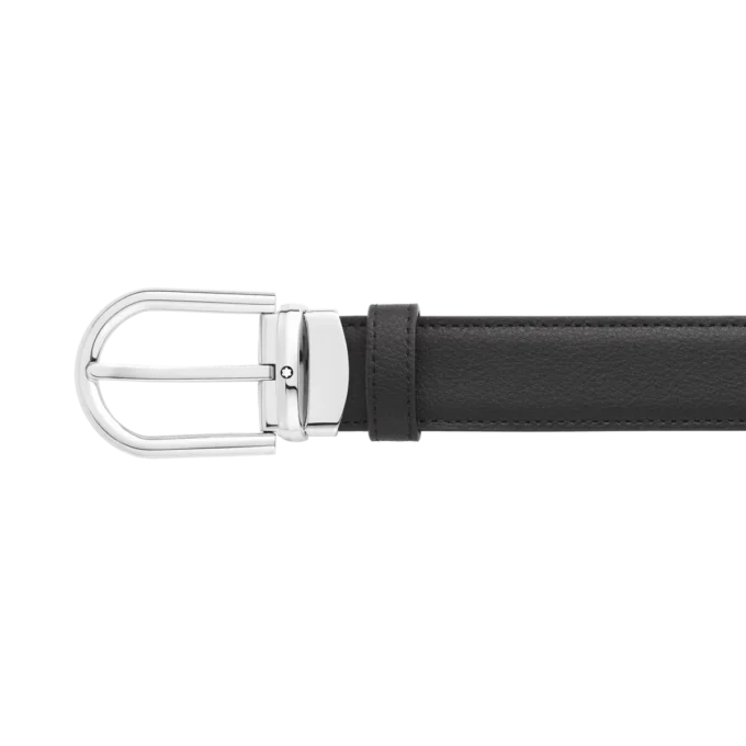 Cinturón de cuero reversible negro/azul de 30 mm con hebilla en forma de herradura Cinturón de cuero reversible negro/azul de 30 mm con hebilla en forma de herradura