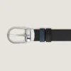 Cinturón reversible de cuero azul terciopelo/negro de 30 mm con hebilla en forma de herradura Cinturón reversible de cuero azul terciopelo/negro de 30 mm con hebilla en forma de herradura