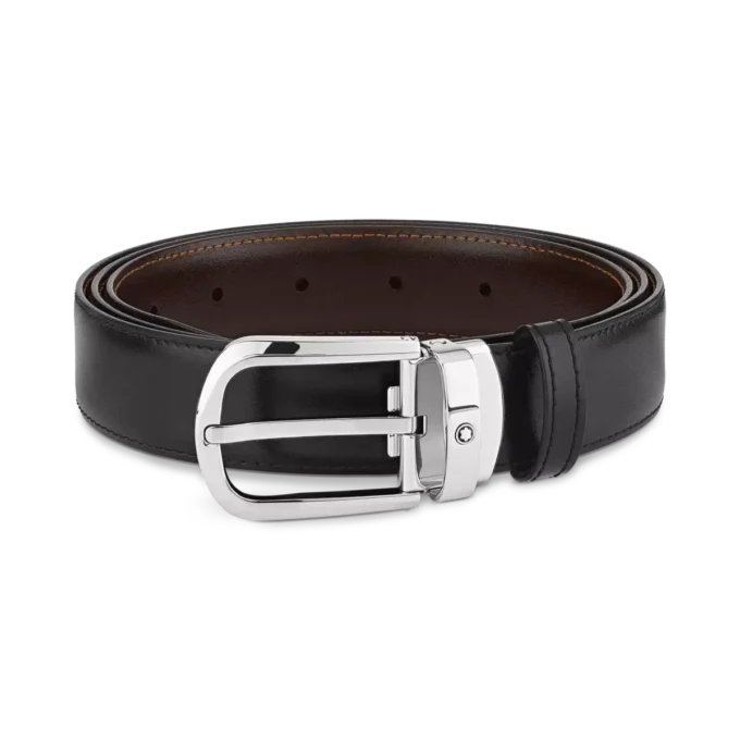 Cinturón reversible de piel con hebilla de herradura negra/marrón de 30 mm Cinturón reversible de piel con hebilla de herradura negra/marrón de 30 mm