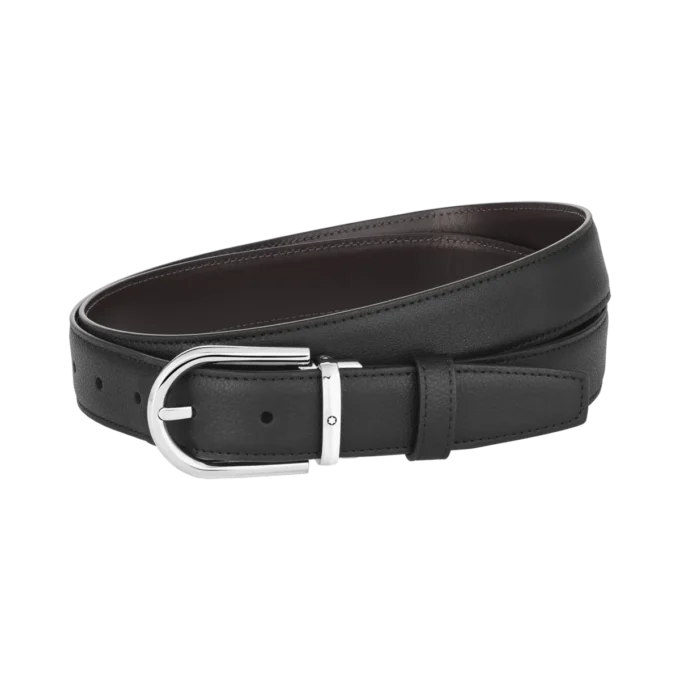 Cinturón reversible de piel con hebilla de herradura negra/marrón de 30 mm Cinturón reversible de piel con hebilla de herradura negra/marrón de 30 mm