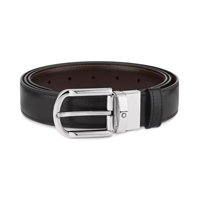 Cinturón reversible de piel con hebilla de herradura negra/marrón de 30 mm Cinturón reversible de piel con hebilla de herradura negra/marrón de 30 mm