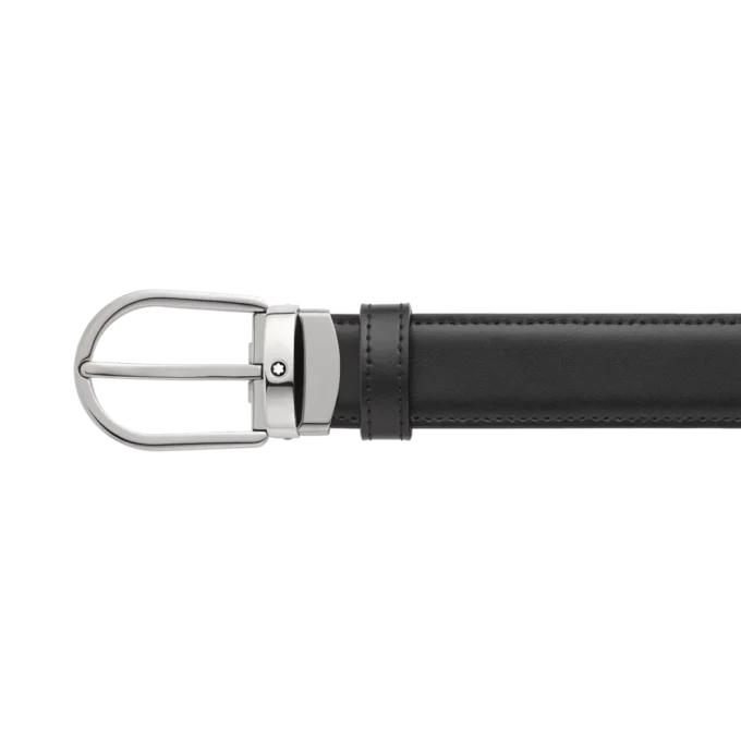 Cinturón reversible de piel con hebilla de herradura negra/marrón de 30 mm Cinturón reversible de piel con hebilla de herradura negra/marrón de 30 mm