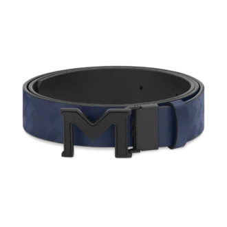 Cinturón reversible de piel de 35 mm con hebilla M Extreme 3.0 azul/negro liso