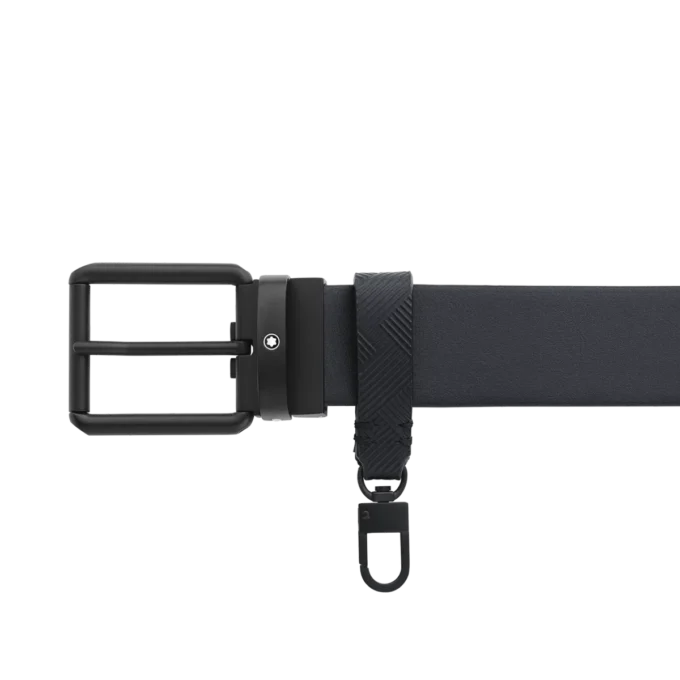 Cinturón reversible de piel estampada en negro/liso negro de 35 mm. Cinturón reversible de piel estampada en negro/liso negro de 35 mm.