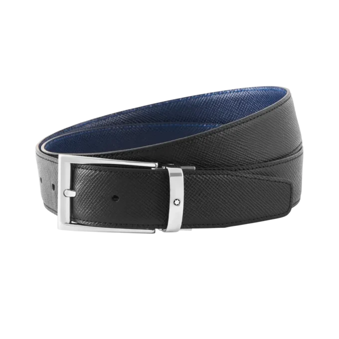 Cinturón reversible de piel negro/azul de 35 mm Cinturón reversible de piel negro/azul de 35 mm