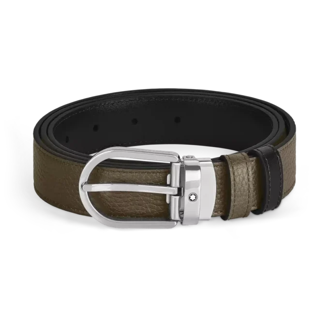 Cinturón reversible Horseshoe de 30 mm en piel granulada Cinturón reversible Horseshoe de 30 mm en piel granulada