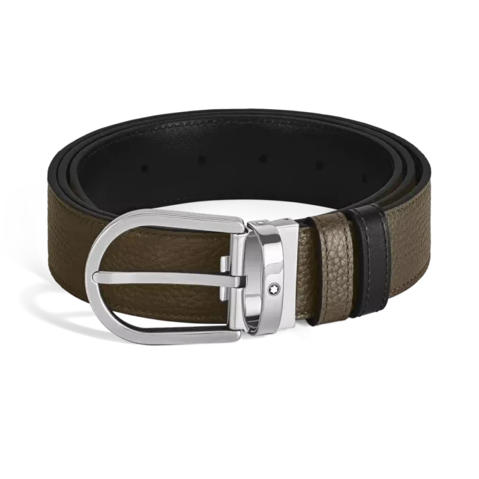 Cinturón reversible Horseshoe de 35 mm en piel granulada Cinturón reversible Horseshoe de 35 mm en piel granulada