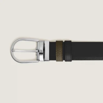 Cinturón reversible Horseshoe de 35 mm en piel granulada