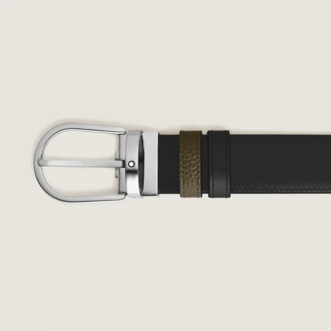 Cinturón reversible Horseshoe de 35 mm en piel granulada Cinturón reversible Horseshoe de 35 mm en piel granulada