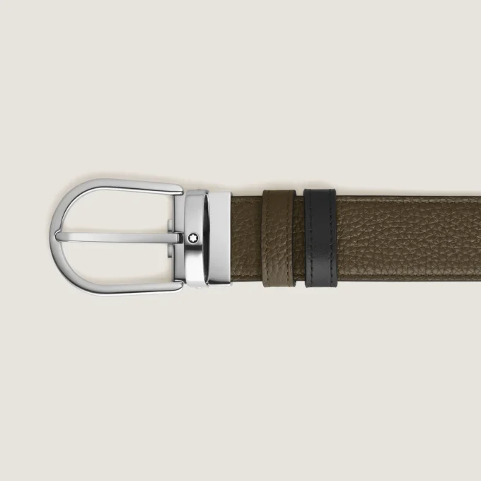 Cinturón reversible Horseshoe de 35 mm en piel granulada Cinturón reversible Horseshoe de 35 mm en piel granulada