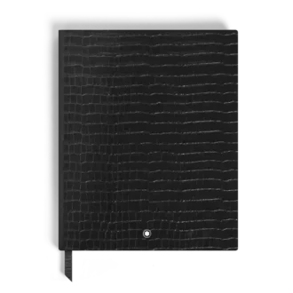 Cuaderno grande, piel con relieve de cocodrilo, negro – Páginas rayadas