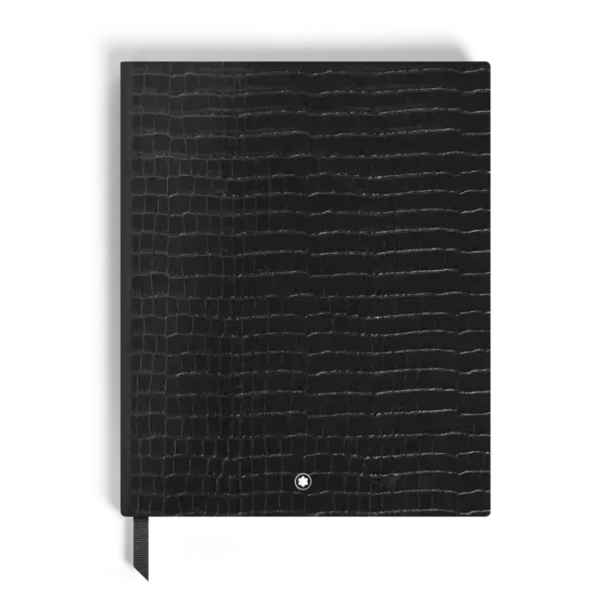 Cuaderno grande, piel con relieve de cocodrilo, negro – Páginas rayadas Cuaderno grande, piel con relieve de cocodrilo, negro – Páginas rayadas