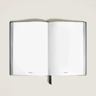 Cuaderno mediano, piel azul tinta, azul, páginas en blanco