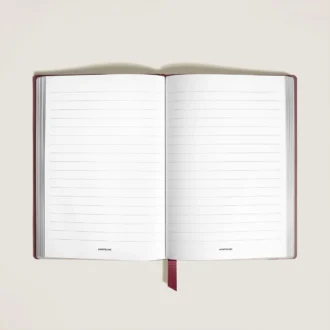 Cuaderno mediano, piel cassis, burdeos, páginas rayadas