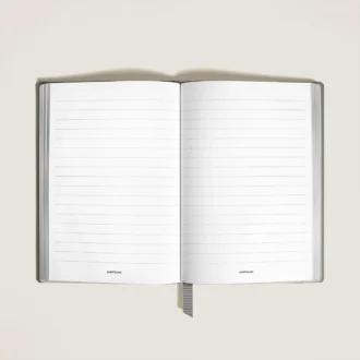 Cuaderno mediano, piel Saffiano, gris medio – Páginas rayadas