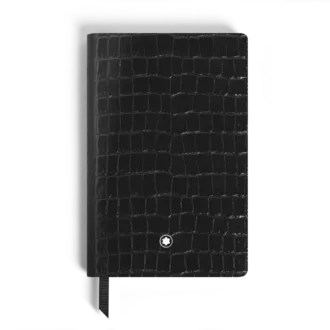 Cuaderno pequeño, piel con relieve de cocodrilo, negro – Páginas rayadas