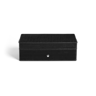 Estuche para bolígrafos, piel con relieve de cocodrilo, negro