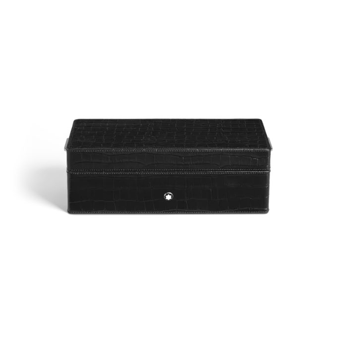 Estuche para bolígrafos, piel con relieve de cocodrilo, negro Estuche para bolígrafos, piel con relieve de cocodrilo, negro