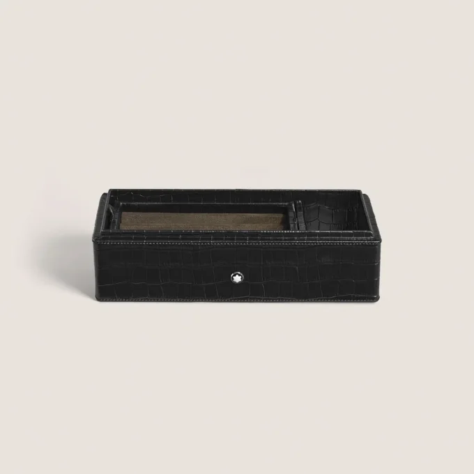 Estuche para bolígrafos, piel con relieve de cocodrilo, negro Estuche para bolígrafos, piel con relieve de cocodrilo, negro