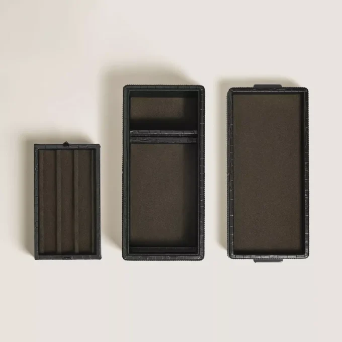 Estuche para bolígrafos, piel con relieve de cocodrilo, negro Estuche para bolígrafos, piel con relieve de cocodrilo, negro