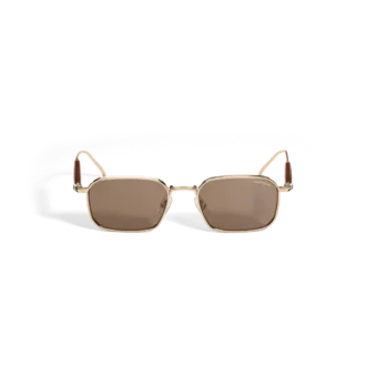 Gafas de sol rectangulares con montura metálica dorada