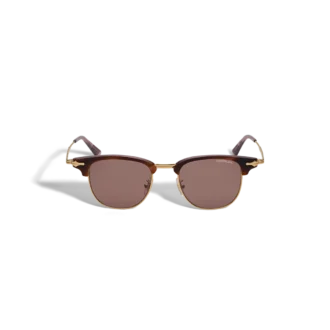 Gafas de sol rectangulares con montura metálica dorada