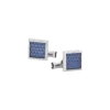 Gemelos rectangulares de acero inoxidable con incrustaciones de motivos azules Gemelos rectangulares de acero inoxidable con incrustaciones de motivos azules