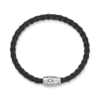 Pulsera de acero con cierre de 3 anillas y cuero negro Pulsera de acero con cierre de 3 anillas y cuero negro