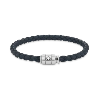 Pulsera mediana, cuero suave, azul avio